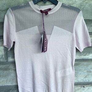 MAX MARA Studio Knit PINA Women Short Sleeve Wool Silk  Mesh Knit XS $595 Pink